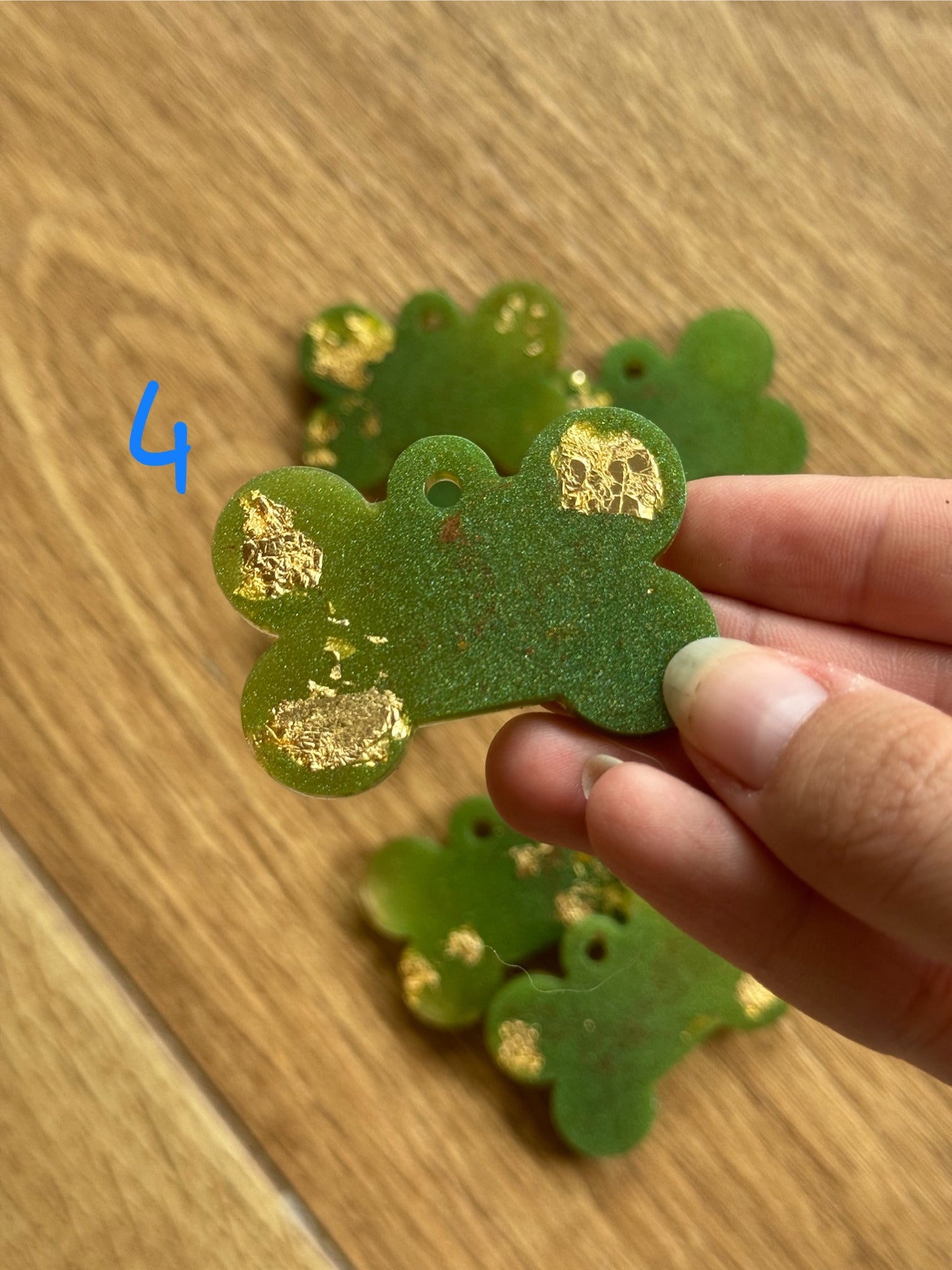 Epoxy Resin Dog Tags - Green/Gold Bone Series