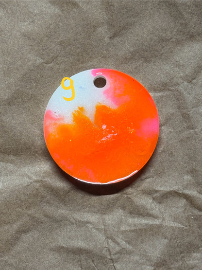 Epoxidharz Hundemarken - Serie Orange/Weiß/Pink
