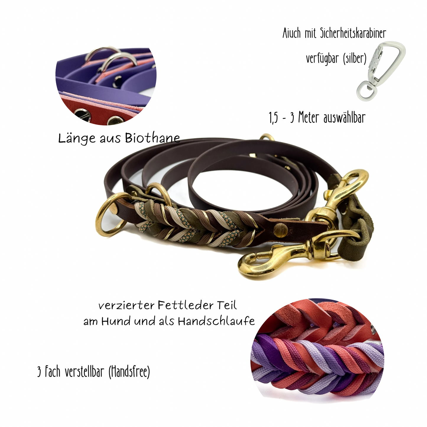 FettlederxBiothane Leine Deluxe 1,5- 3m