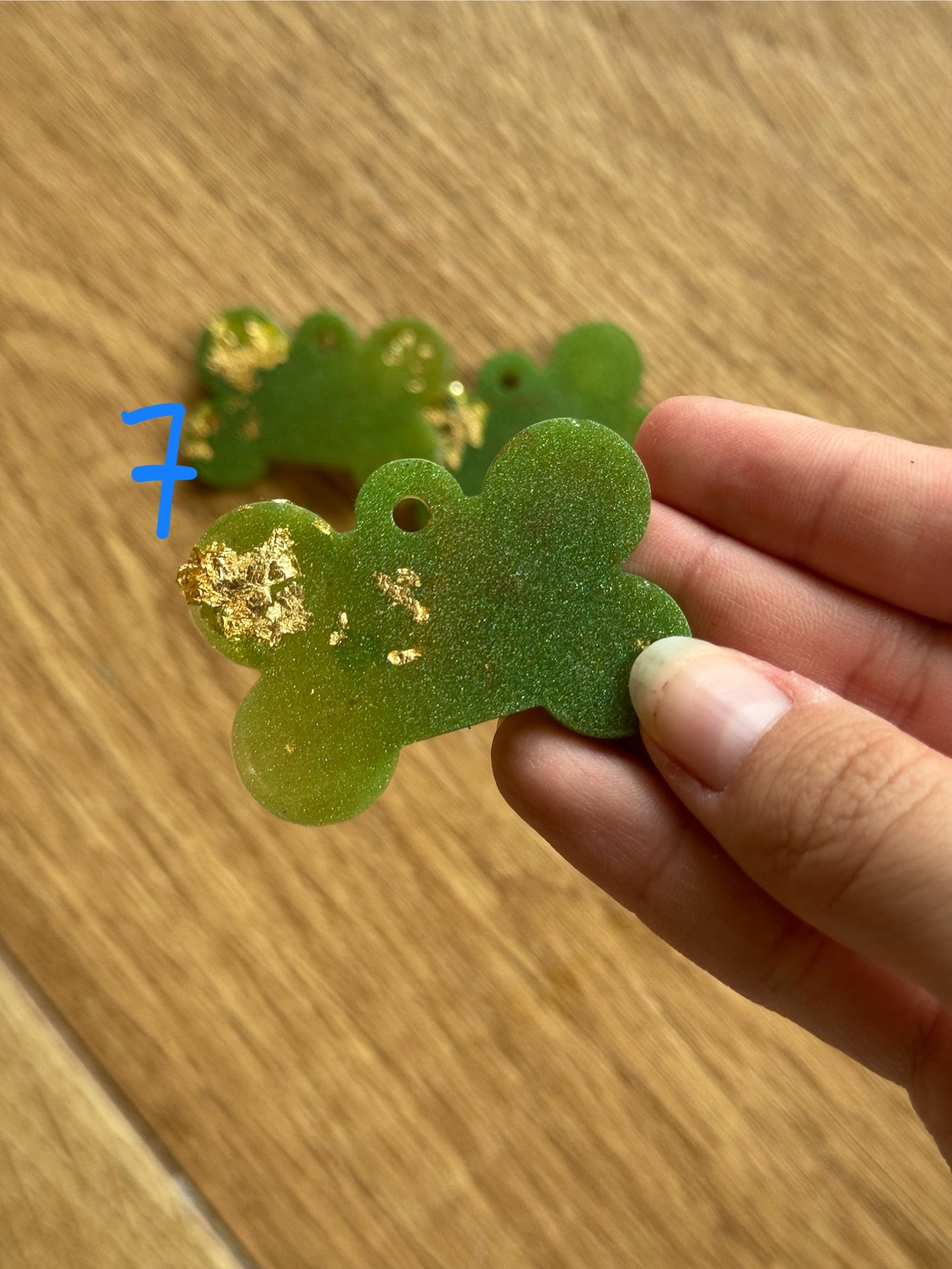 Epoxy Resin Dog Tags - Green/Gold Bone Series