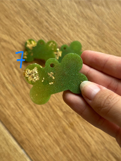 Epoxy Resin Dog Tags - Green/Gold Bone Series
