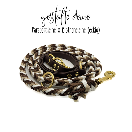 Paracord x Biothane Leine  (eckig) 1,5- 3m (4 Farben)