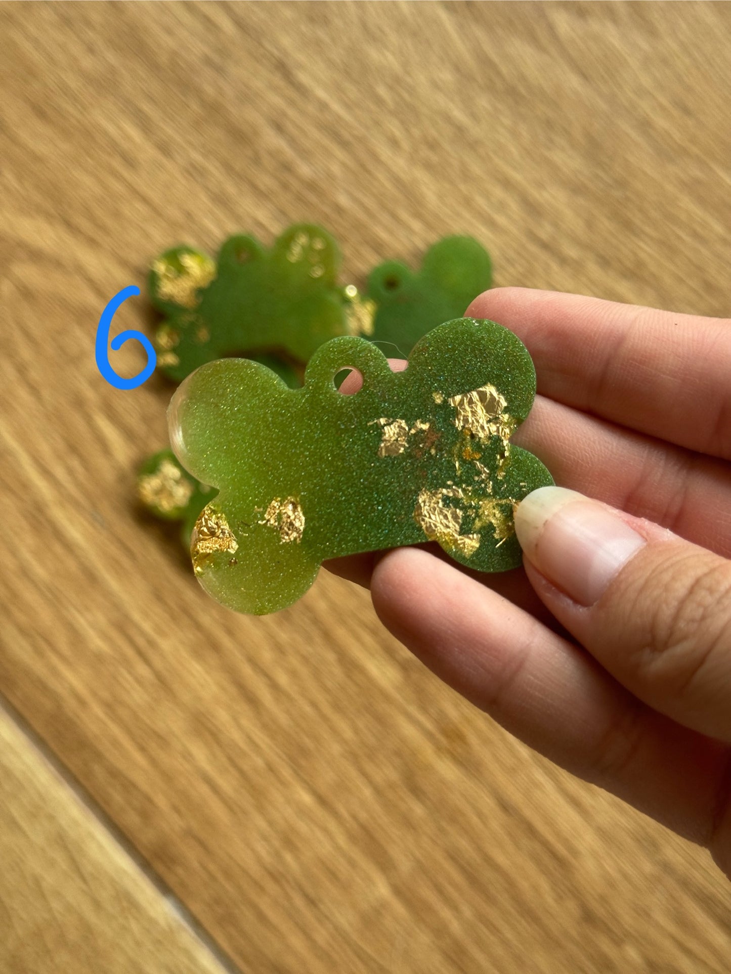 Epoxy Resin Dog Tags - Green/Gold Bone Series