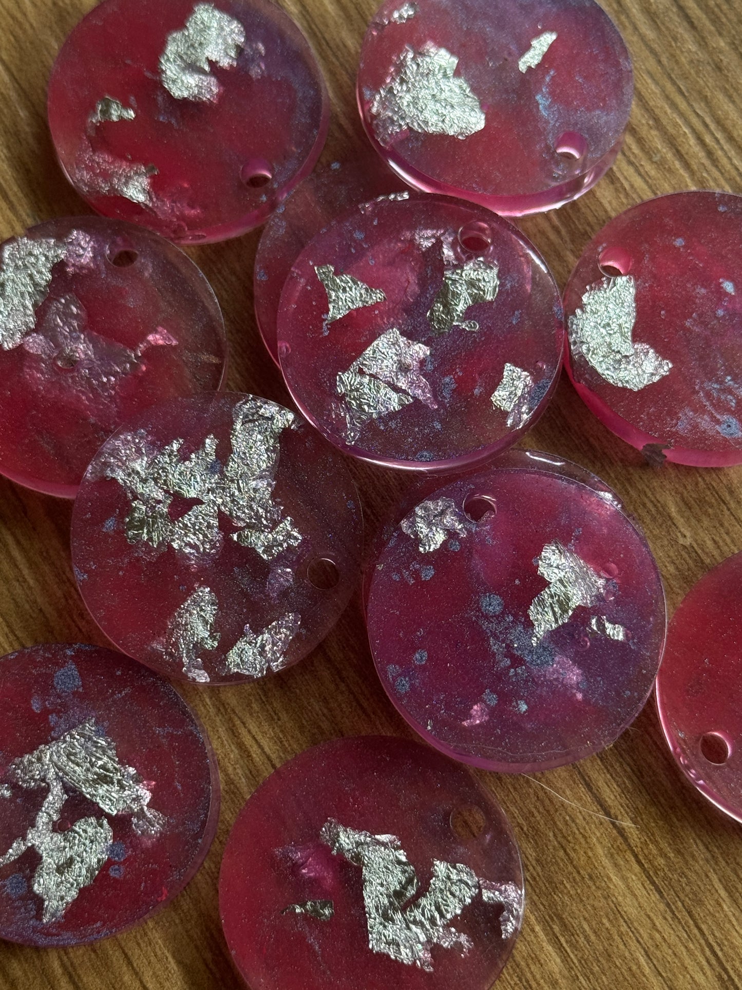 Epoxy Resin Dog Tags - Pink/Silver Series