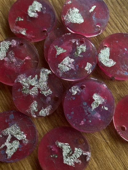 Epoxy Resin Dog Tags - Pink/Silver Series