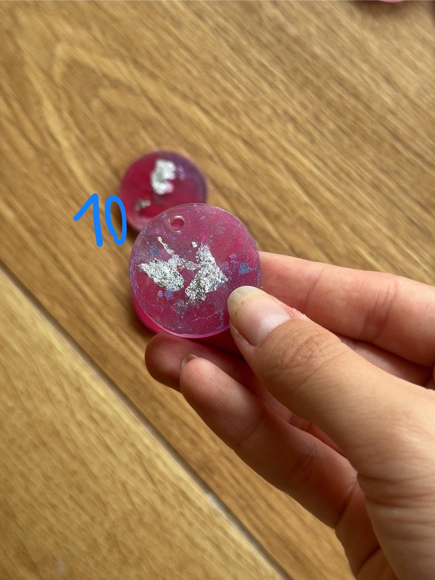 Epoxy Resin Dog Tags - Pink/Silver Series