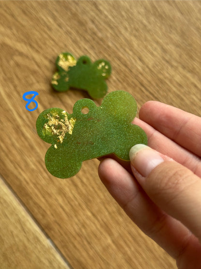 Epoxy Resin Dog Tags - Green/Gold Bone Series
