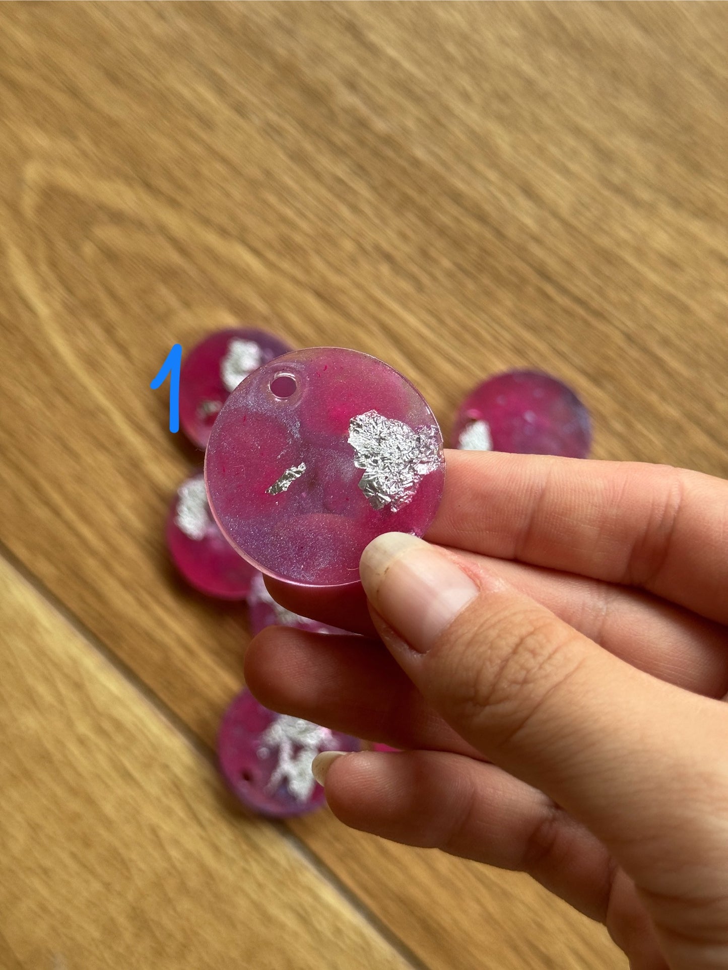 Epoxy Resin Dog Tags - Pink/Silver Series