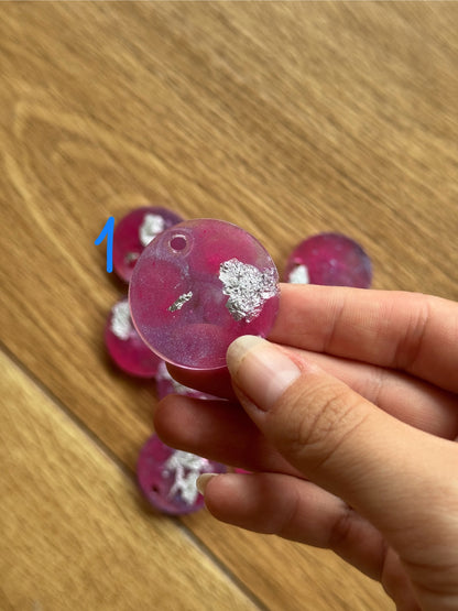 Epoxy Resin Dog Tags - Pink/Silver Series