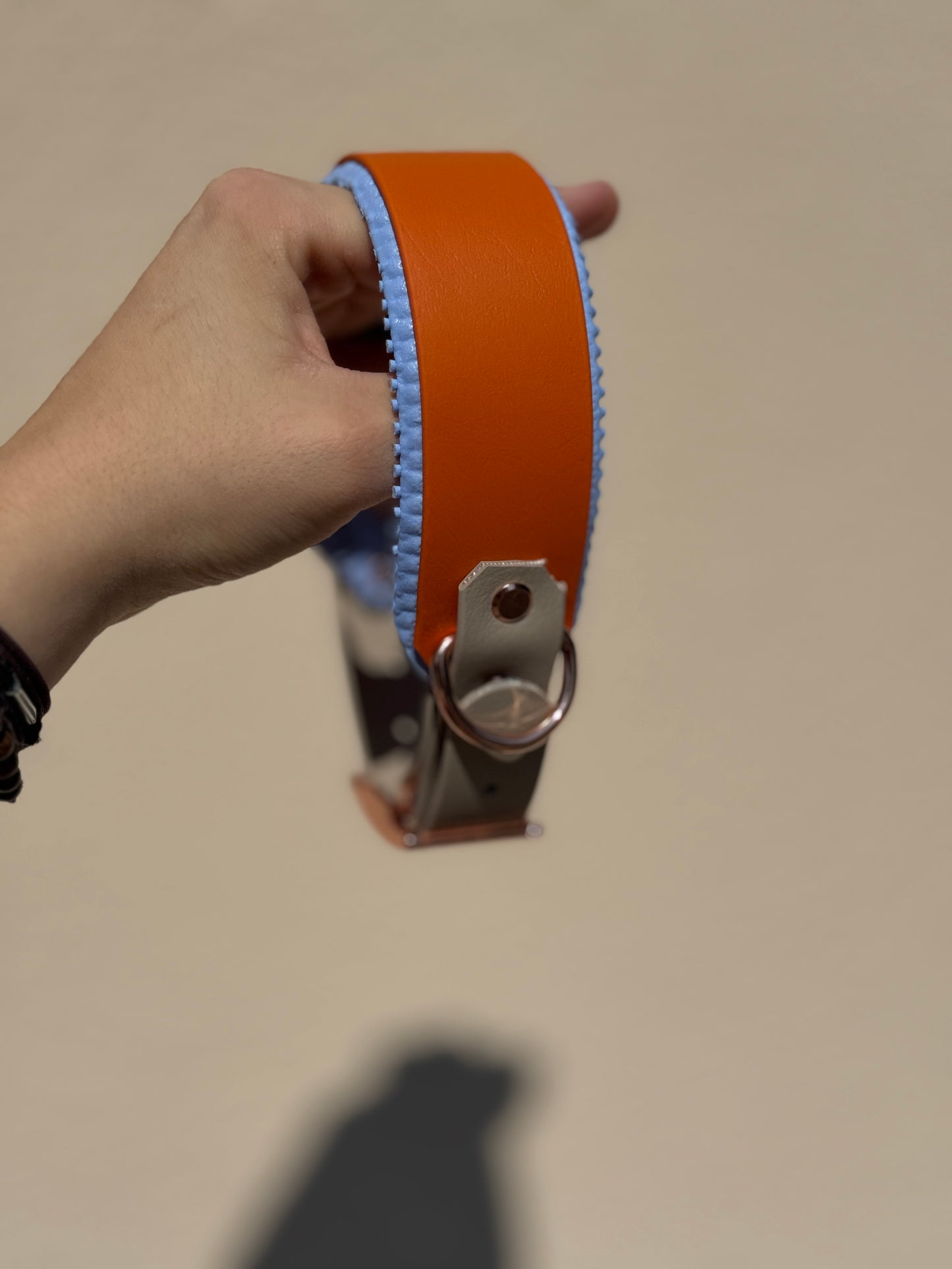 Halsband BioThane® mit Polsterung 38mm HU 32-42mm Burnt Orange/Taupe