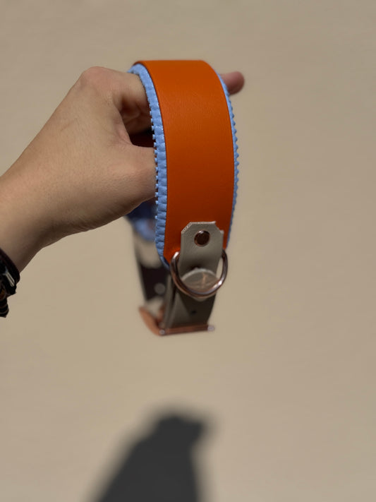 Halsband BioThane® mit Polsterung 38mm HU 32-42mm Burnt Orange/Taupe