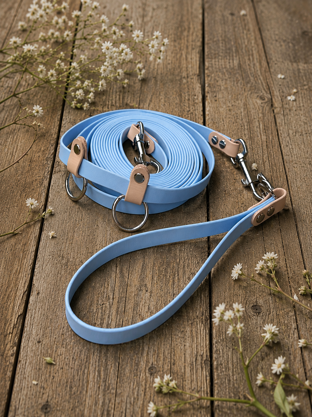 Handsfree (Schlepp)Leine mit abnehmbaren Kurzführer (1 - 10 Meter / BioThane® /KONFIGURATOR