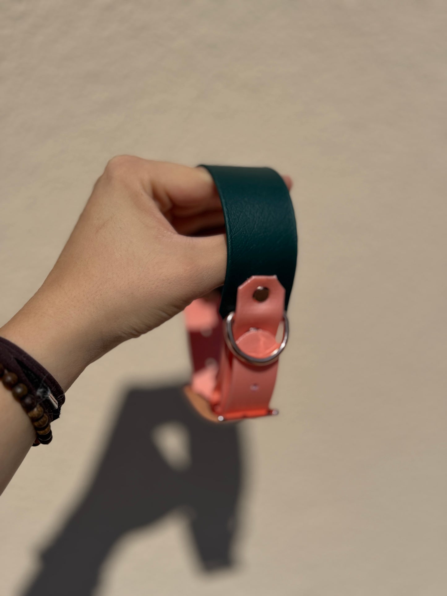 Halsband BioThane® 38mm HU 26-36mm Dunkelgrün/Rose Gold