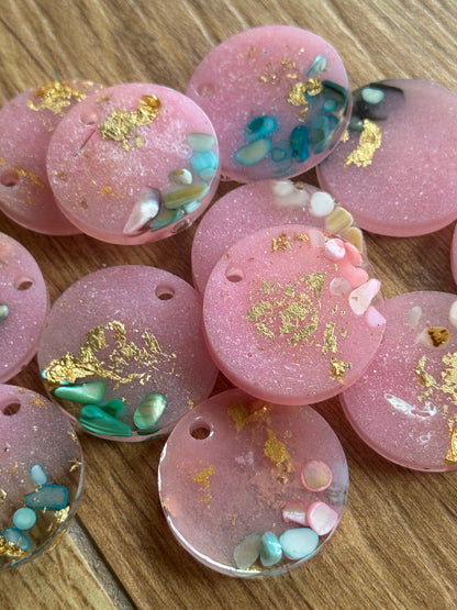 Epoxy Resin Dog Tags - Pink/Stone Series