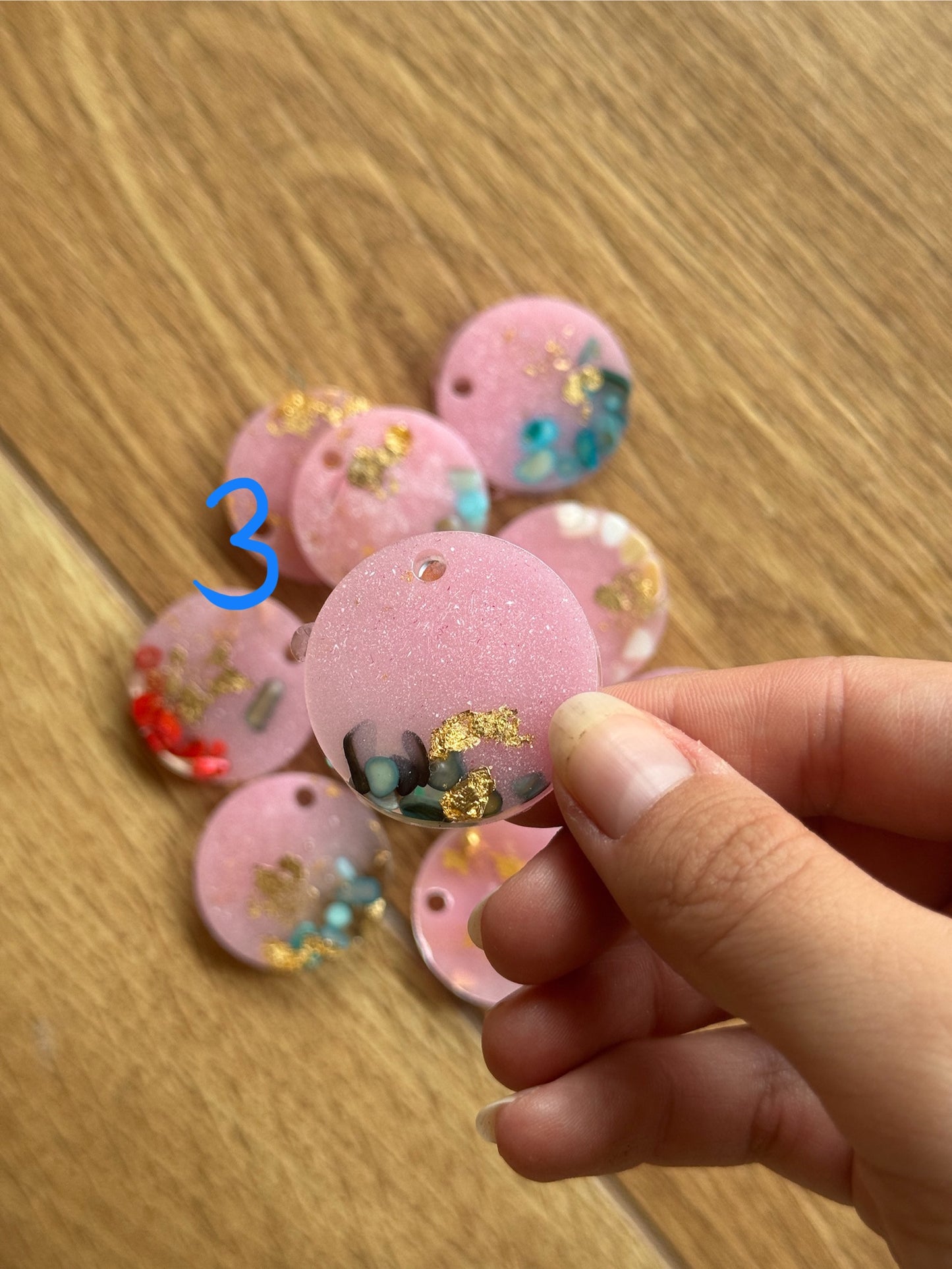 Epoxy Resin Dog Tags - Pink/Stone Series