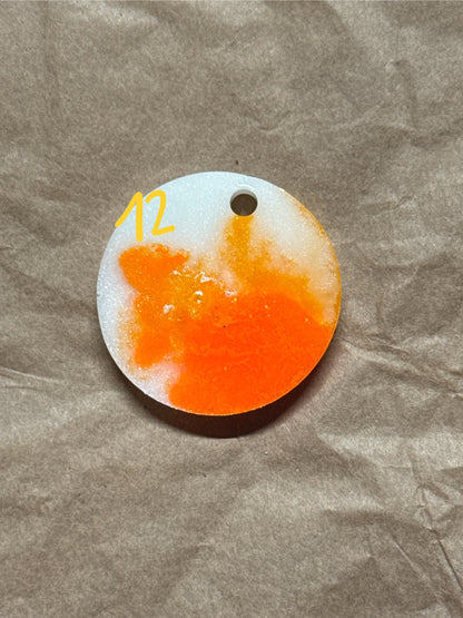 Epoxidharz Hundemarken - Serie Orange/Weiß/Pink