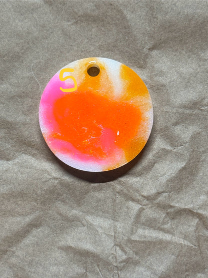 Epoxidharz Hundemarken - Serie Orange/Weiß/Pink