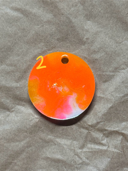 Epoxidharz Hundemarken - Serie Orange/Weiß/Pink