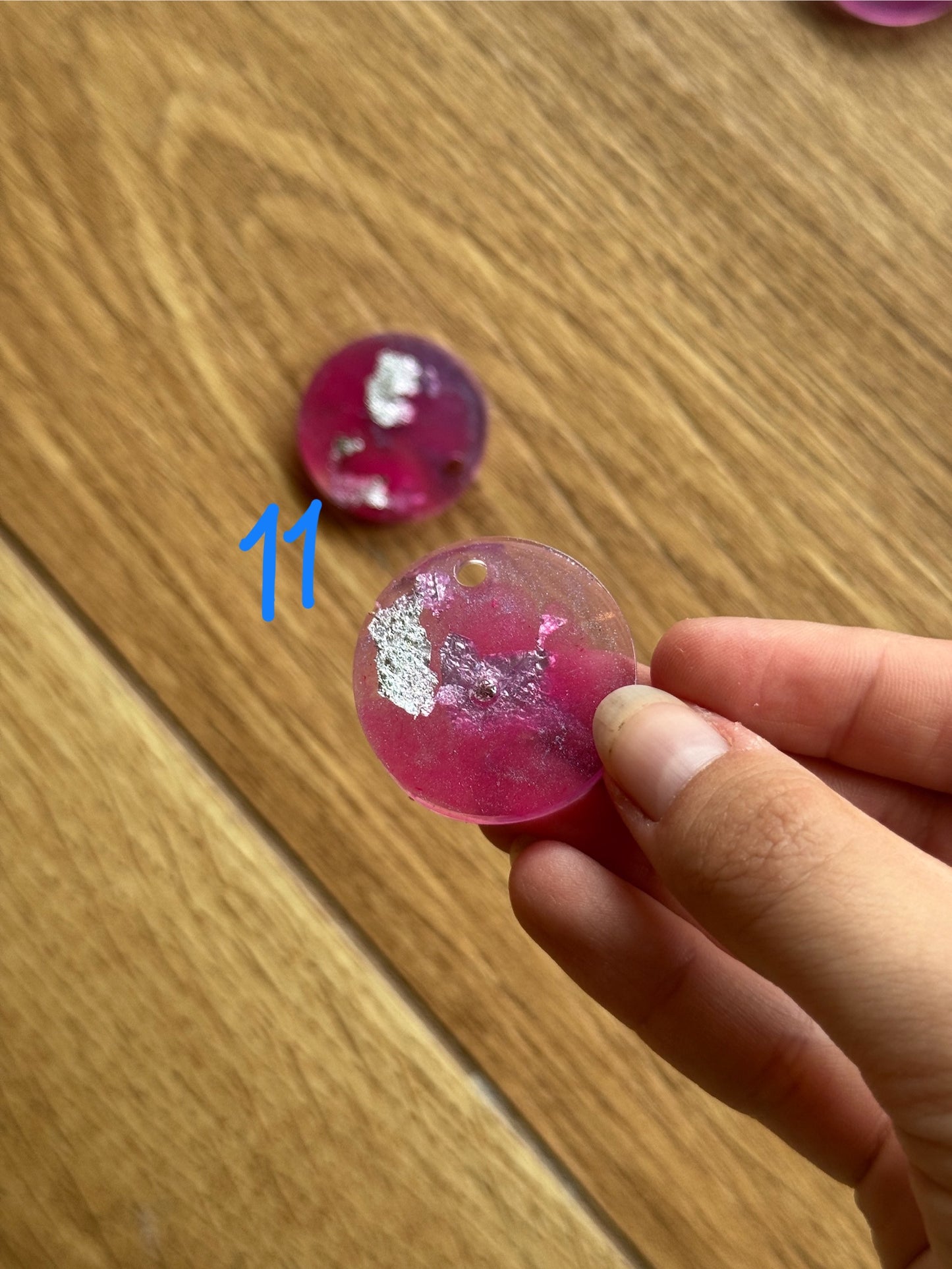 Epoxy Resin Dog Tags - Pink/Silver Series