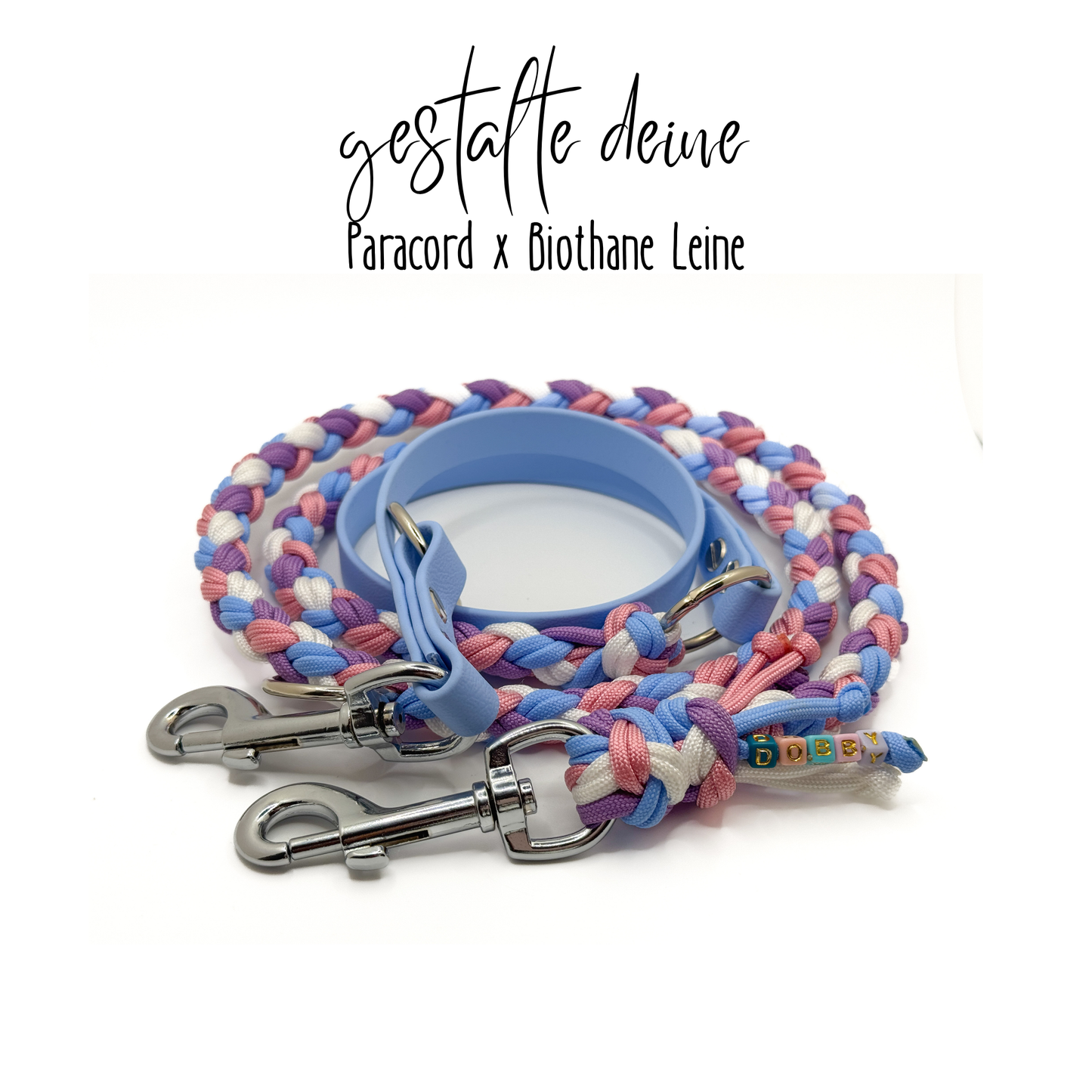 Paracord x Biothane Leine  (rund) 1,5- 3m (4 Farben)