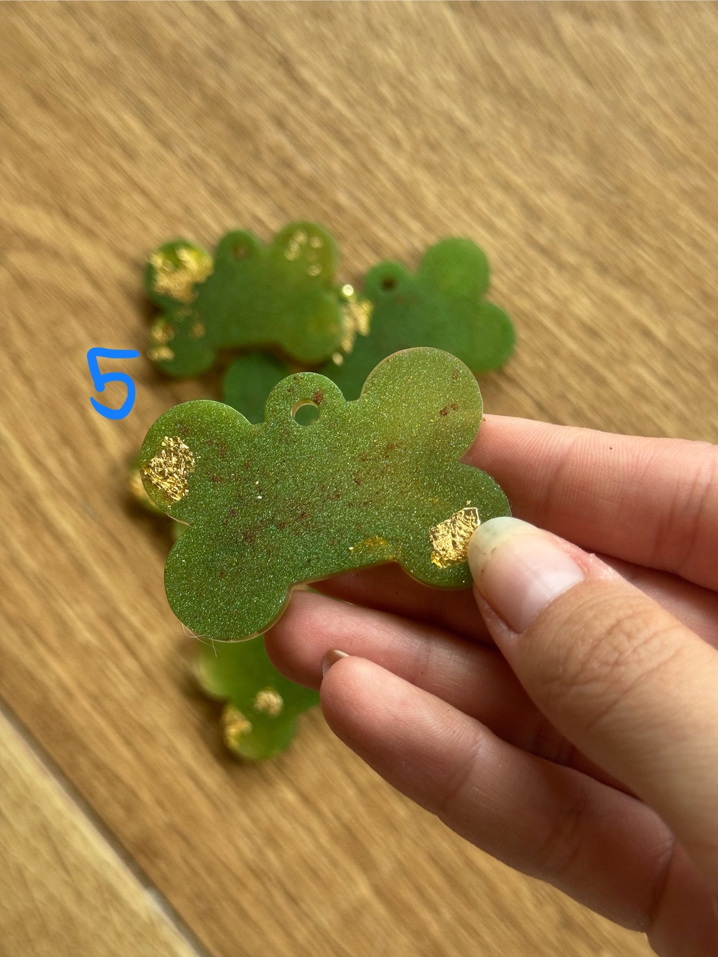 Epoxy Resin Dog Tags - Green/Gold Bone Series