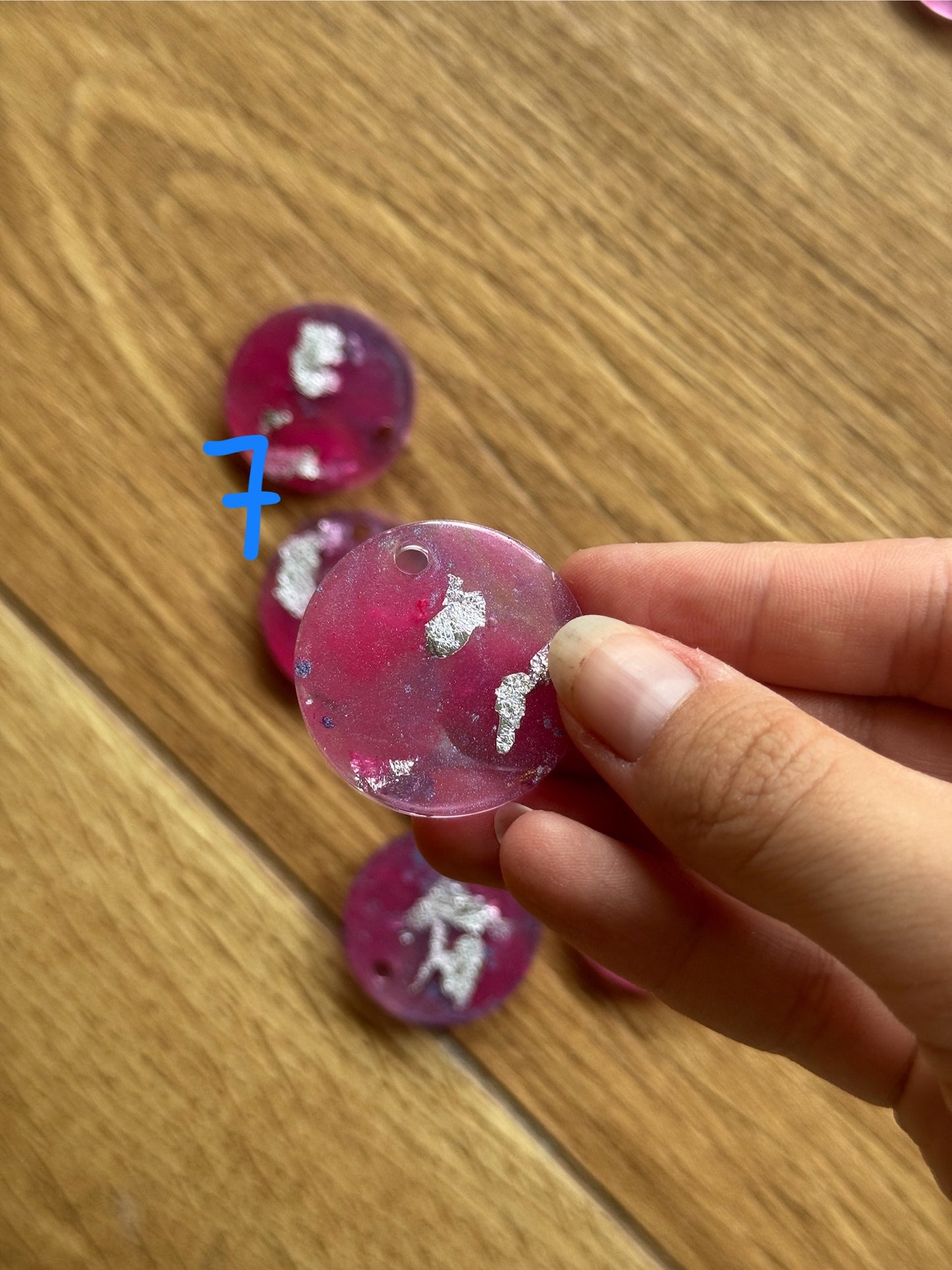 Epoxy Resin Dog Tags - Pink/Silver Series