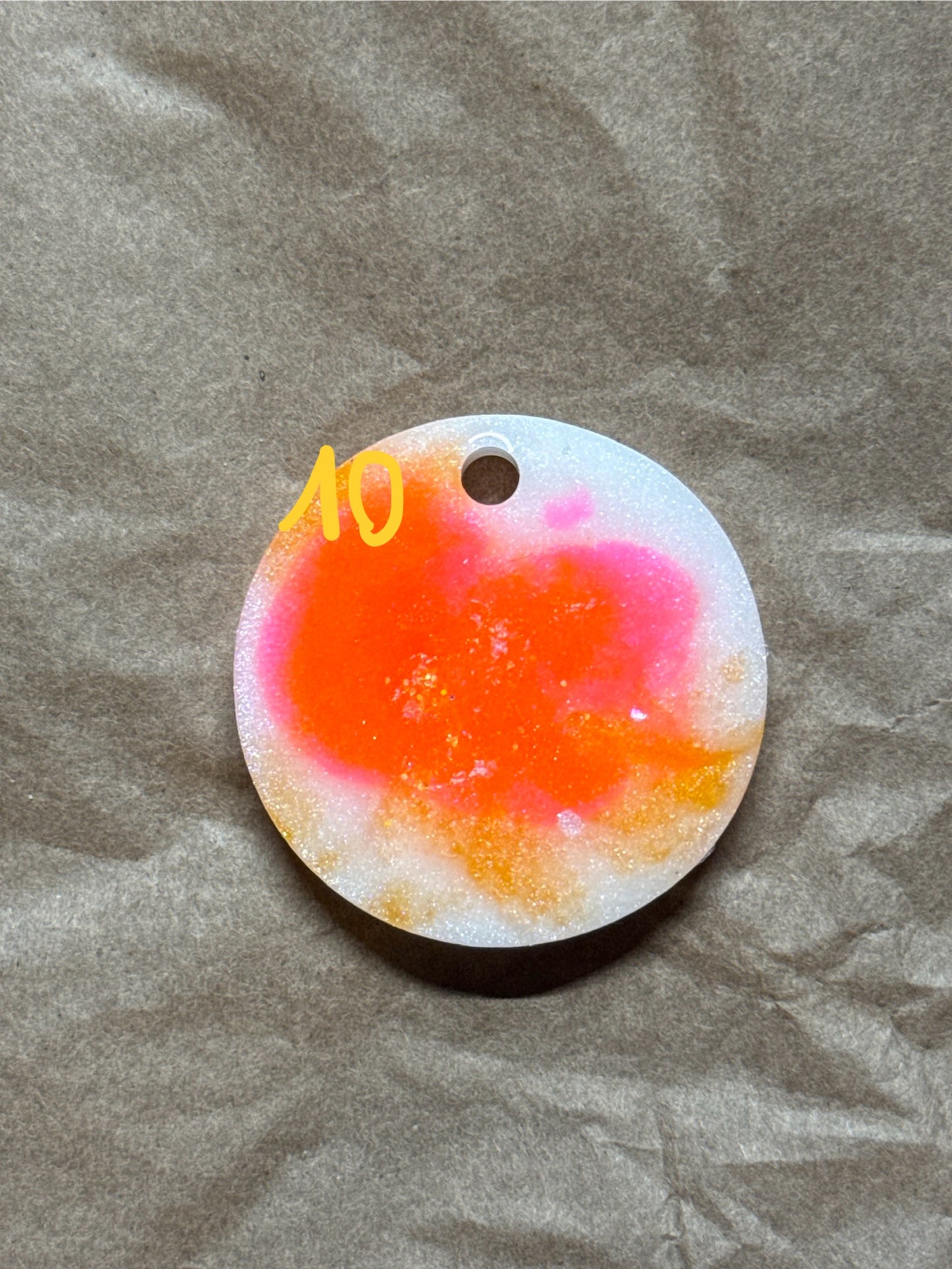 Epoxidharz Hundemarken - Serie Orange/Weiß/Pink