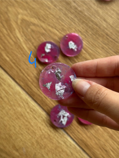 Epoxy Resin Dog Tags - Pink/Silver Series