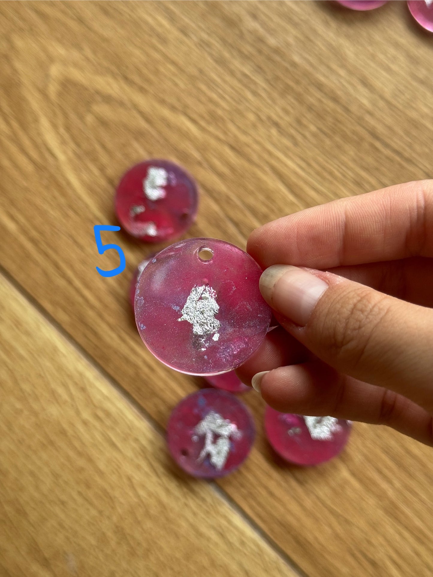 Epoxy Resin Dog Tags - Pink/Silver Series