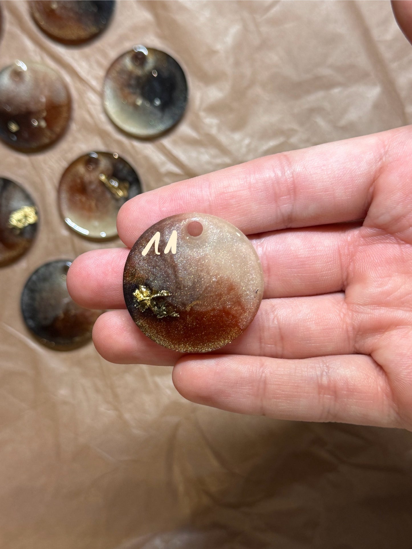 Epoxidharz Hundemarken - Serie Beigebraun