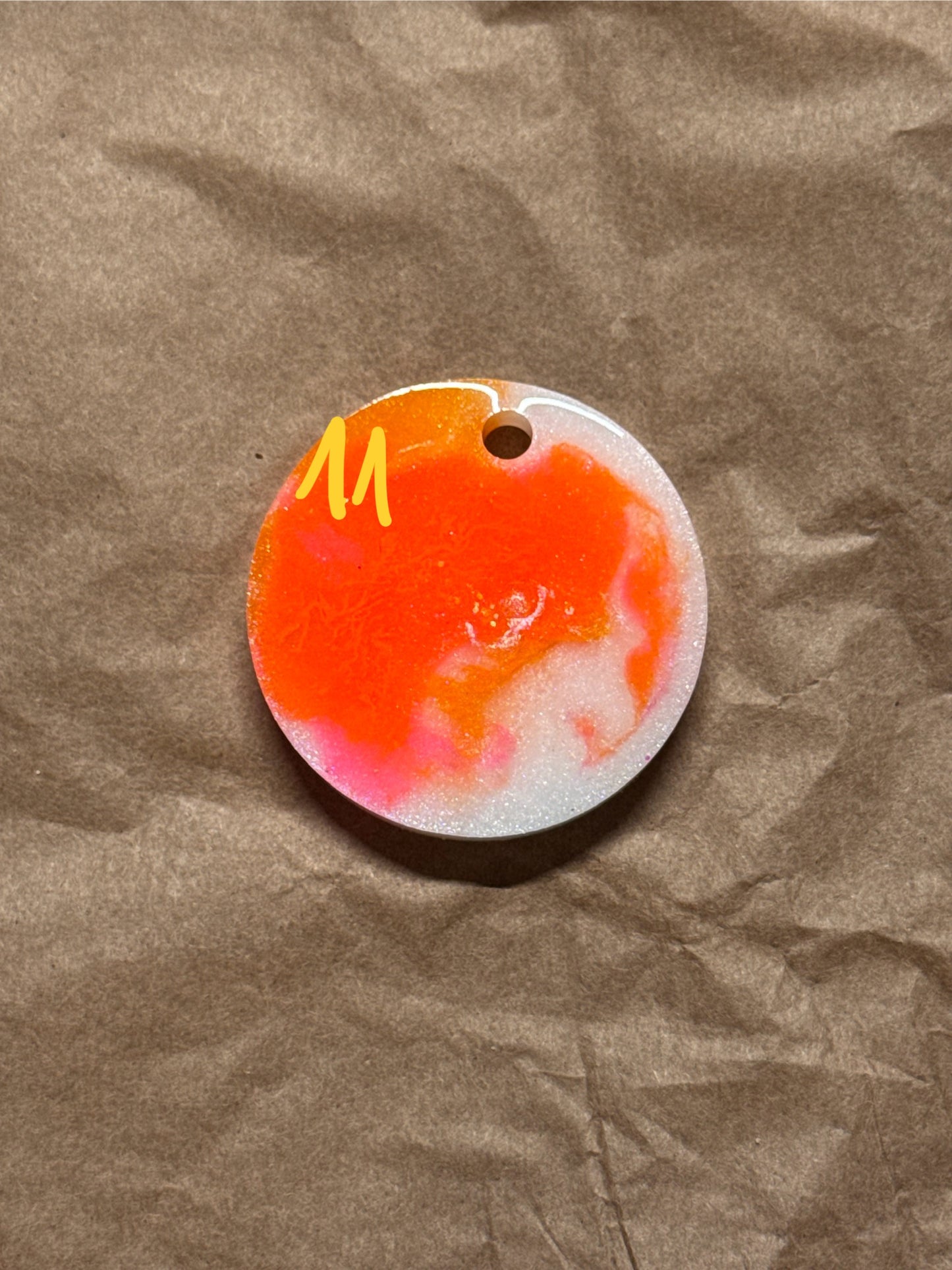 Epoxidharz Hundemarken - Serie Orange/Weiß/Pink