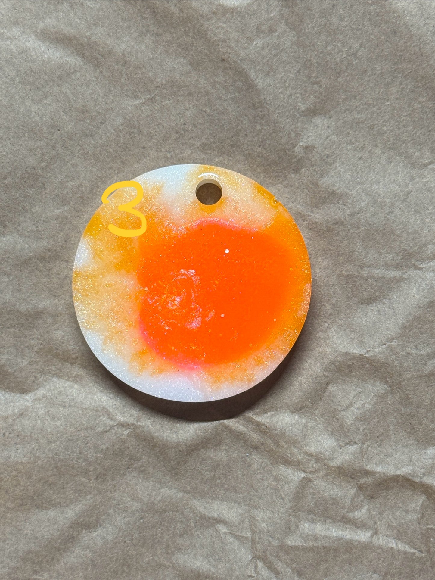 Epoxidharz Hundemarken - Serie Orange/Weiß/Pink