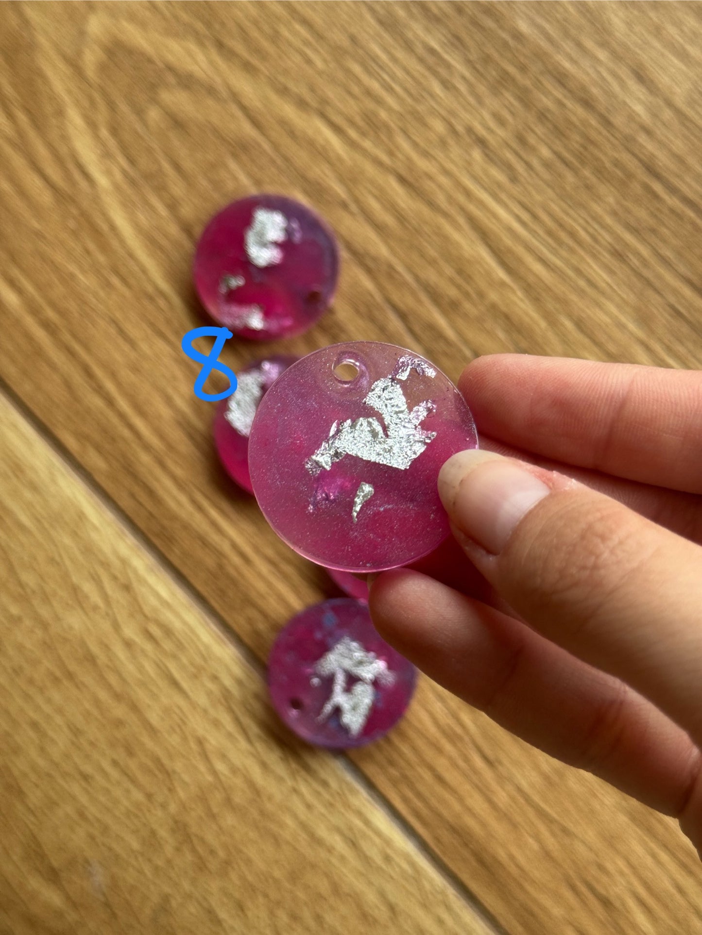 Epoxy Resin Dog Tags - Pink/Silver Series