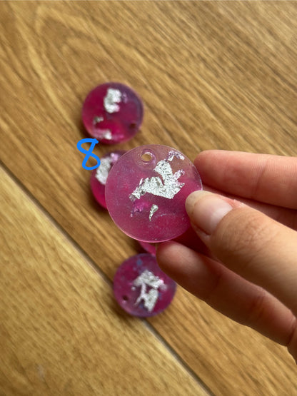Epoxy Resin Dog Tags - Pink/Silver Series