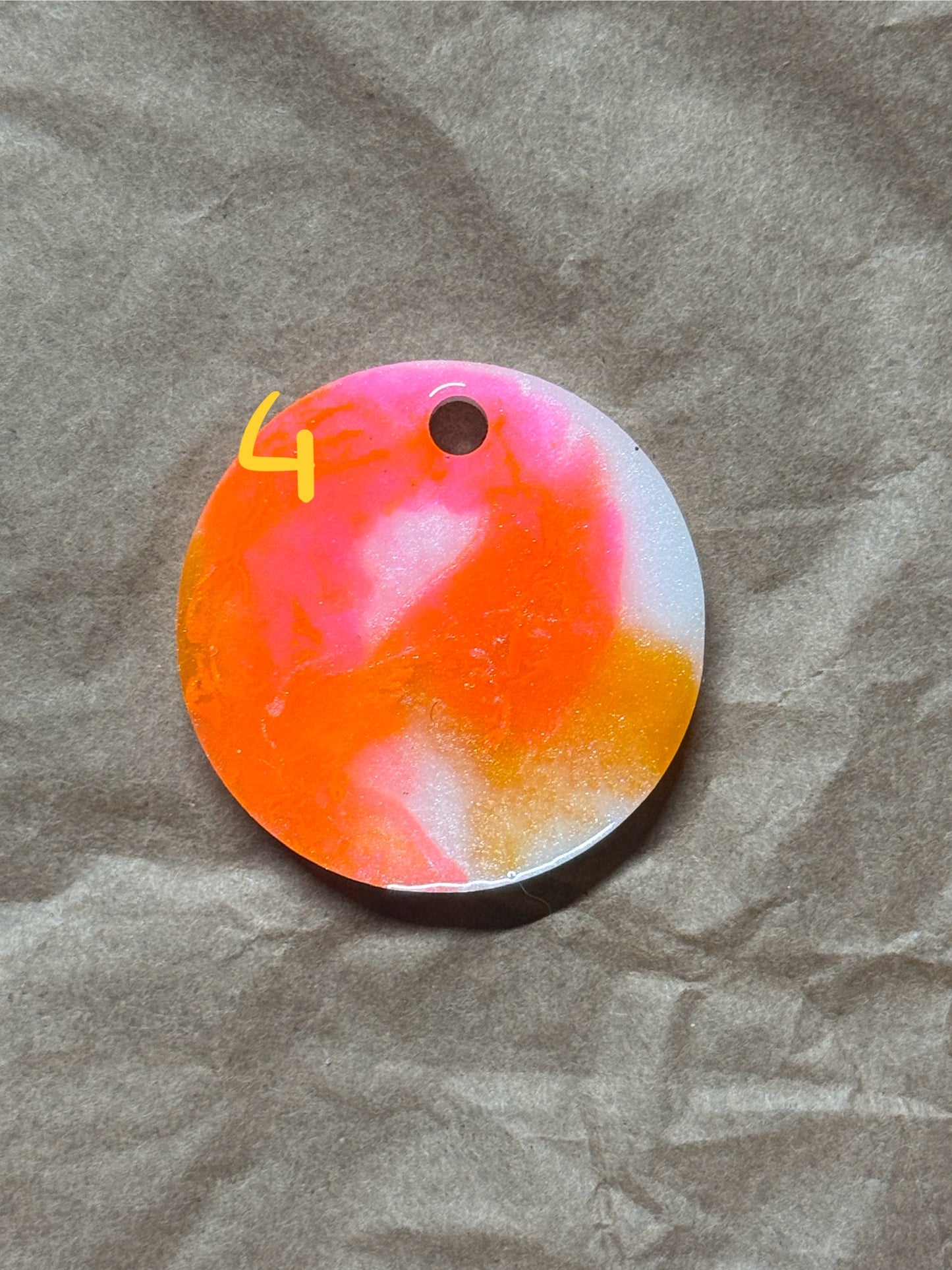 Epoxidharz Hundemarken - Serie Orange/Weiß/Pink