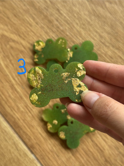 Epoxy Resin Dog Tags - Green/Gold Bone Series