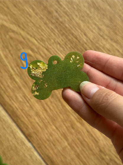 Epoxy Resin Dog Tags - Green/Gold Bone Series