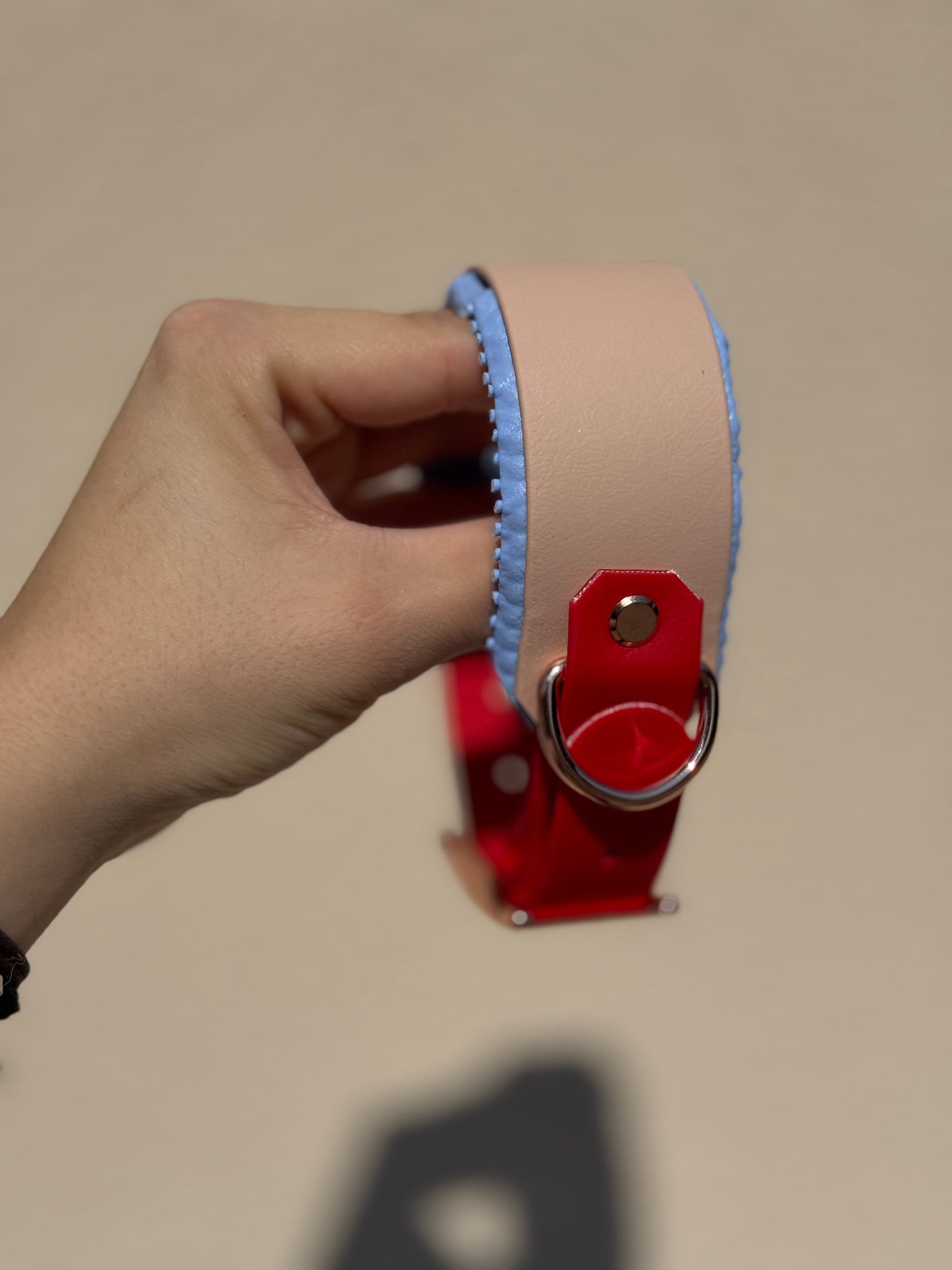 Halsband BioThane® mit Polsterung 38mm HU 25-35mm Rot/Powder Tan