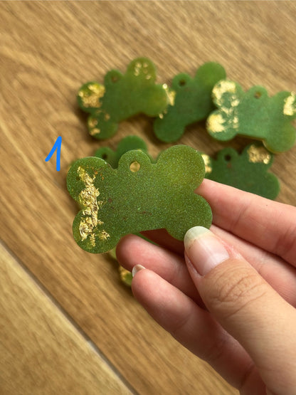 Epoxy Resin Dog Tags - Green/Gold Bone Series