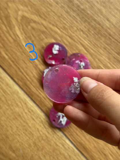 Epoxy Resin Dog Tags - Pink/Silver Series