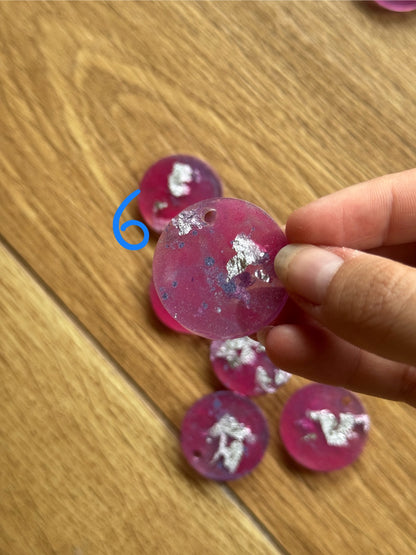 Epoxy Resin Dog Tags - Pink/Silver Series