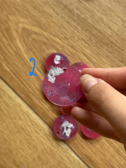 Epoxy Resin Dog Tags - Pink/Silver Series